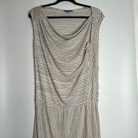 Derek Lam For Design Nation Rio Cap Sleeve Striped Dress Linen Black Cream XS - Picture 2 of 9